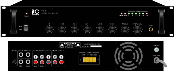 Amply mixer 650W 3 đường mic, 2 đường AUX, 100V/70V và 4ohms