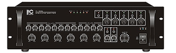 Amply mixer 500W kèm bộ chọn 5 vùng loa, có nút điều chỉnh từng vùng, 4 đường mic, 2 đường AUX, 100V/70V/4ohms